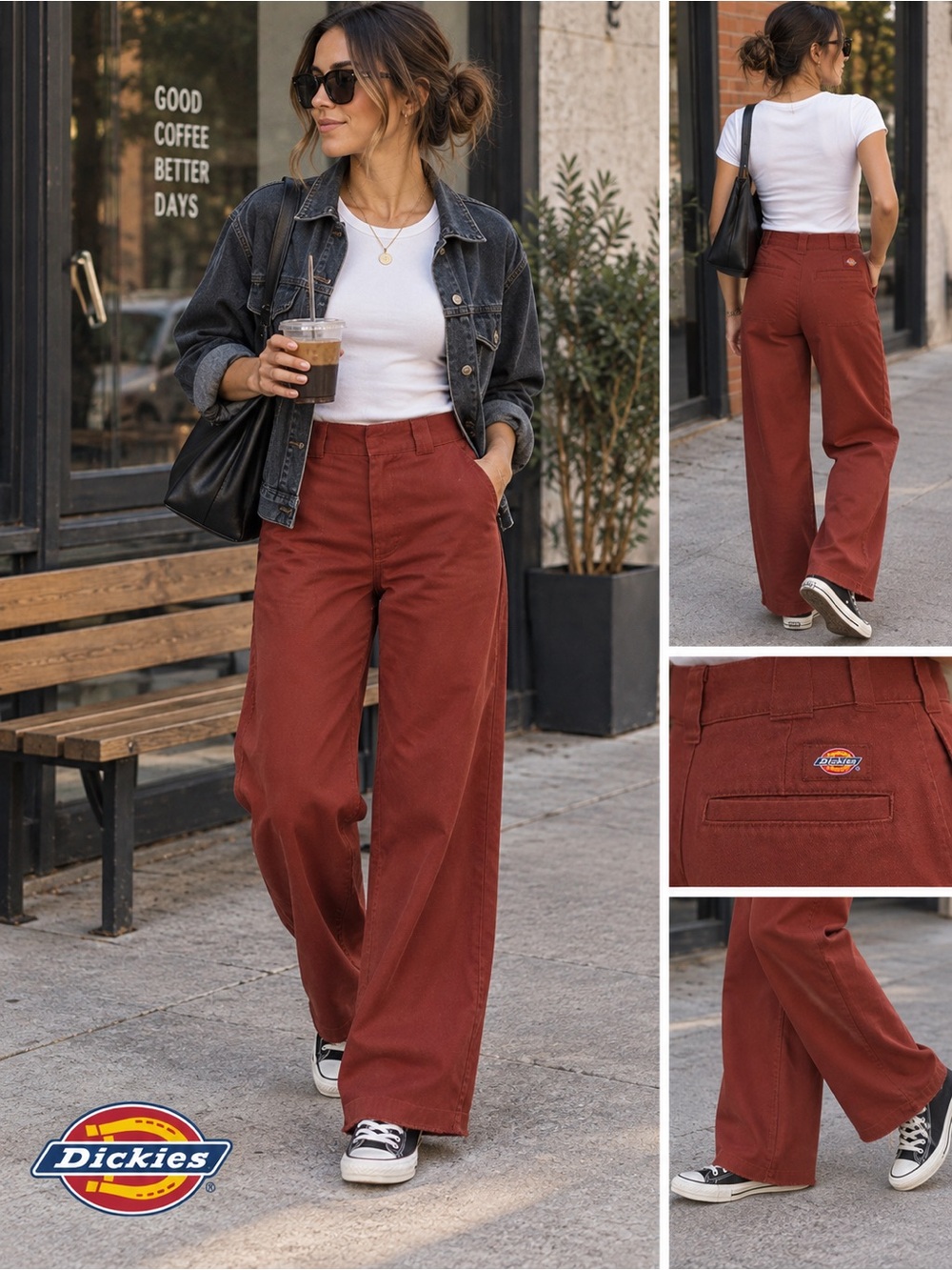 Dickies Sawyerville Wide Leg Work Pants Rust Orange Size 4
